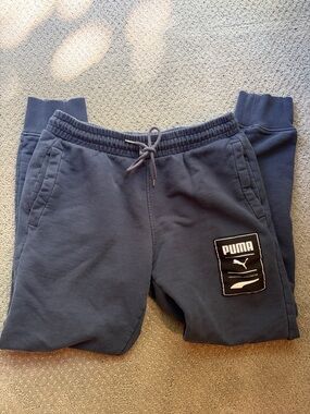 Puma Men's Blue Sweats with Logo Patch